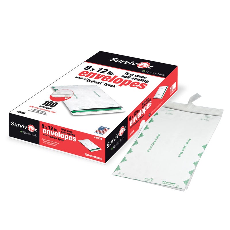 Quality Park Survivor R1470 Tyvek USPS First Class Mailer, 9 x 12, White (Box of 100) - Image 3