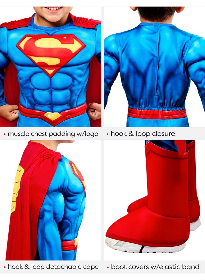 Rubies Superman Deluxe Padded Costume Jumpsuit And Cape For Toddlers Boys, For Themed Party And Halloween, 4T - Image 2