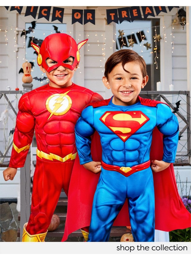 Rubies Superman Deluxe Padded Costume Jumpsuit And Cape For Toddlers Boys, For Themed Party And Halloween, 4T - Image 3