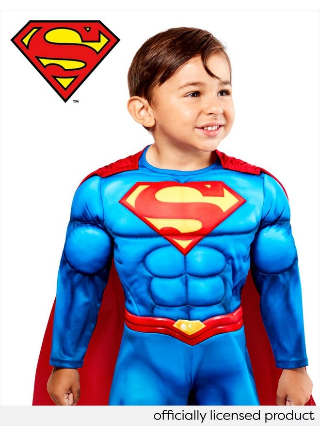 Rubies Superman Deluxe Padded Costume Jumpsuit And Cape For Toddlers Boys, For Themed Party And Halloween, 4T - Image 4