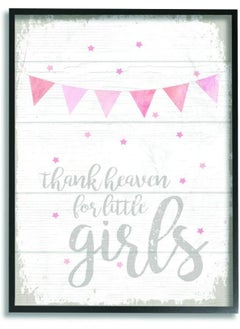 Stupell Industries Thank Heaven Girls Pink Kids Word, Design by Artist Daphne Polselli Wall Art, 11 x 1.5 x 14, Black Framed  - Image 1
