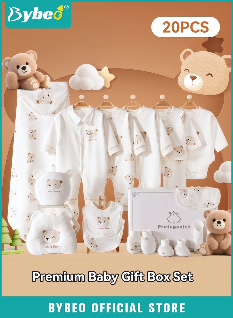 Bybeo 20PCS Newborn Baby Gifts Set, Newborn Layette Gift Set, Baby Clothes Accessories Set for Boys and Girls, Premium Cotton, Perfect Gift Box with Beautifully Gift Box for Spring Summer Autumn Winter - Image 1