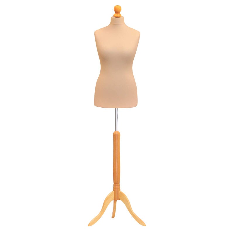 Female Tailors Dummy Bust Size 810 Dressmakers Fashion Mannequin Students Cream With Lightwood Stand Cream