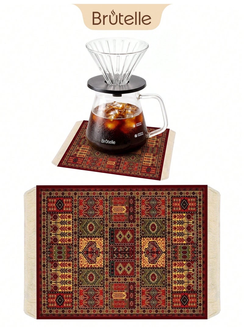 Brutelle V60 Coffee Mat Arabic Style Absorbent Insulated Coaster Coffee or Tea Coaster Table Mat Heat Resistant Drying Non-slip Coffee Coaster Suitable for Coffee Machine, Coffee Pot, Coffee Accessories, Ideal for Office Home Coffee Corner and Pour-over coffee1 Piece - Image 1