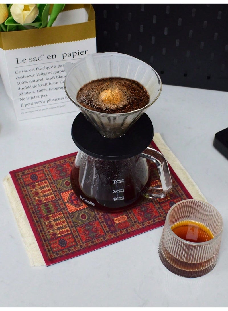 Brutelle V60 Coffee Mat Arabic Style Absorbent Insulated Coaster Coffee or Tea Coaster Table Mat Heat Resistant Drying Non-slip Coffee Coaster Suitable for Coffee Machine, Coffee Pot, Coffee Accessories, Ideal for Office Home Coffee Corner and Pour-over coffee1 Piece - Image 2