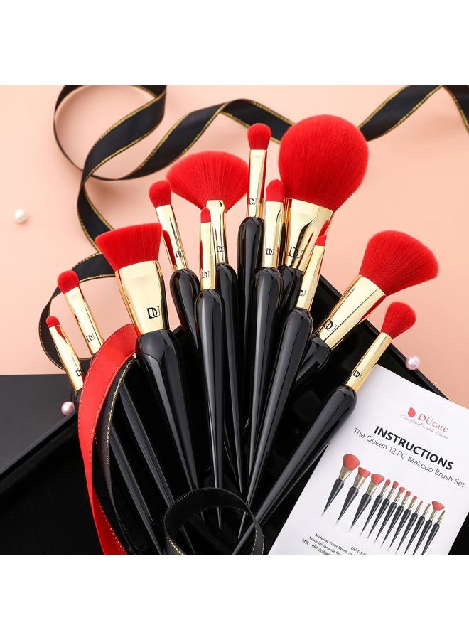 DUcare Makeup Brushes 12Pcs The Queen Series Makeup Brush set Premium Gifts Kabuki Foundation Blending Face Powder Blush Concealers Eye Shadows Brushes - Image 5