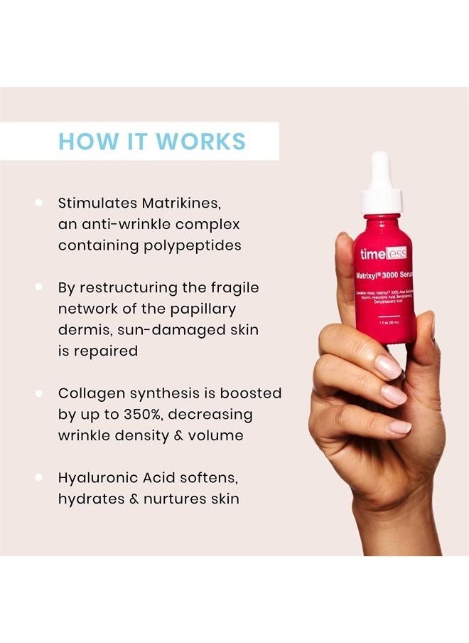 Timeless Skin Care Matrixyl 3000 Serum - 1 oz, 2 Pack - Prevent Visible Aging, Repair Damage, Improve Skin Firmness, Elasticity & Hydration - With Hyaluronic Acid - For All Skin Types, Sensitive Skin  - Image 4