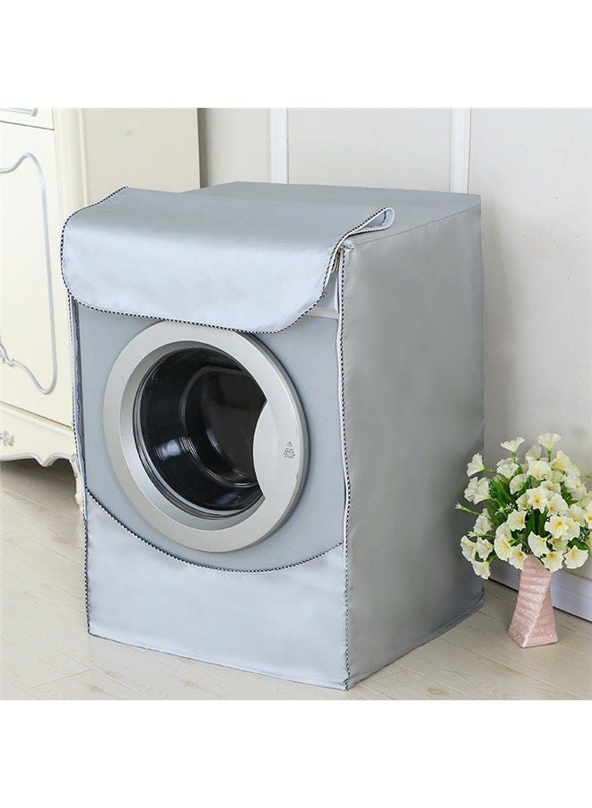 Waterproof Washing Machine Cover Grey，Appliance Dust Cover Washer Cover Drum Washing Machine Cover，Waterproof Sunscreen Clothes Hood，For Front-loading machine Waterproof dustproof Thin Dust Cover for Home Appliances(60*65*85cm)  - Image 3