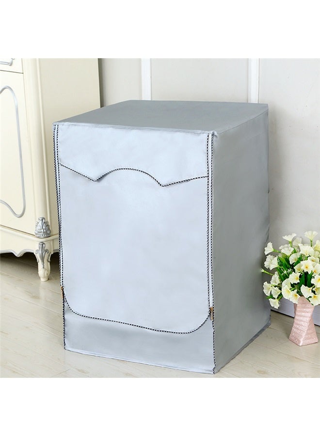 Waterproof Washing Machine Cover Grey，Appliance Dust Cover Washer Cover Drum Washing Machine Cover，Waterproof Sunscreen Clothes Hood，For Front-loading machine Waterproof dustproof Thin Dust Cover for Home Appliances(60*65*85cm)  - Image 2