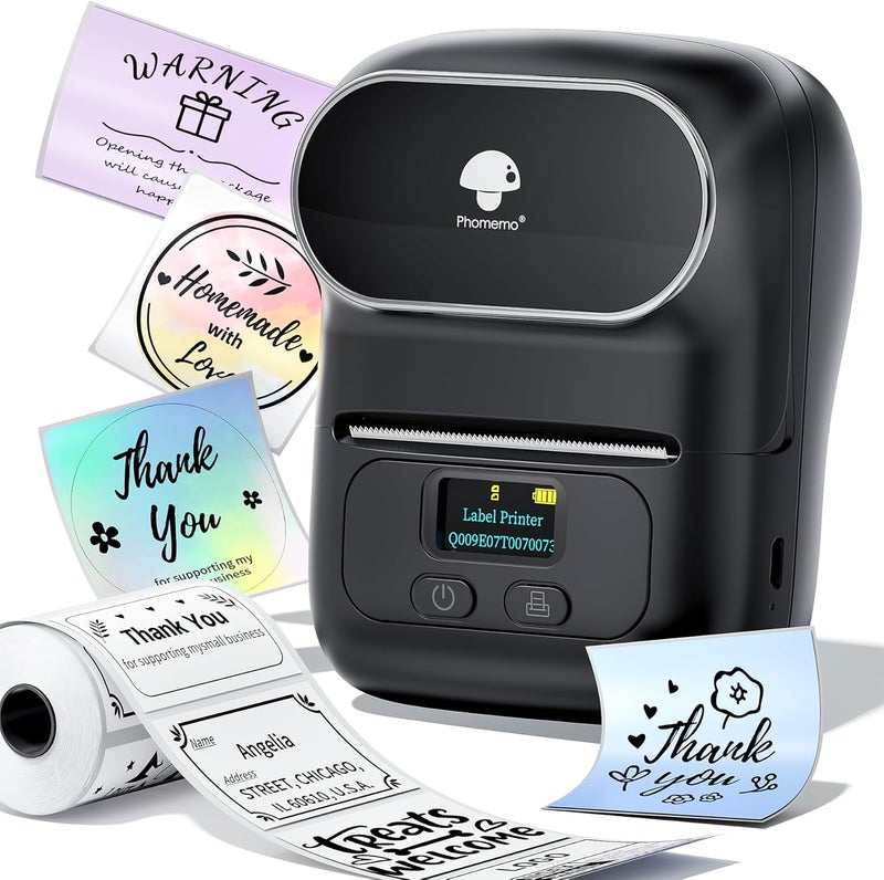 Memoqueen M110 Label Maker - M110 Barcode Label Printer Portable Bluetooth Maker Machine with Tape for Name Labels, Small Business, Address, Logo, Clothing Price Tag, Mailing, with 40x30mm Label - Image 1