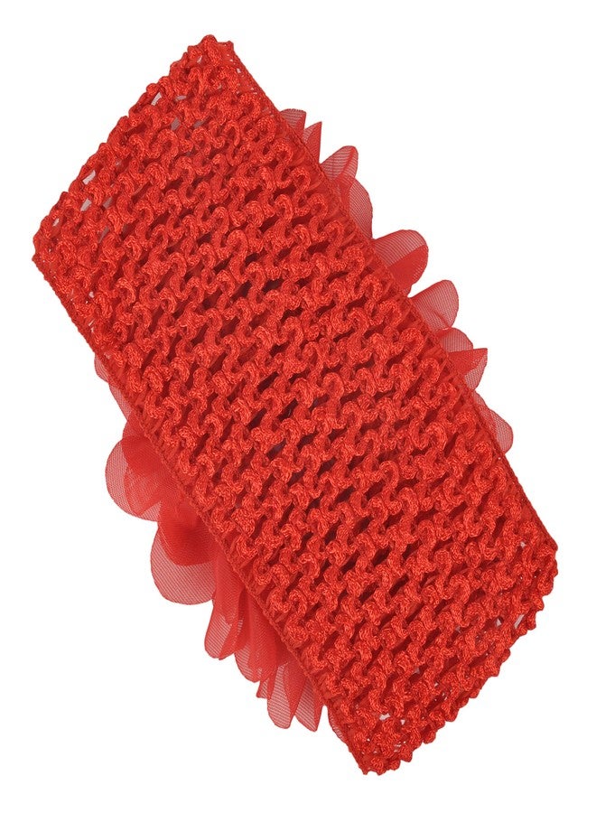 Yellow Bee Red Big Ruffle Flower Infant Hairband with Pearl Detailing, DE1103 - Image 4