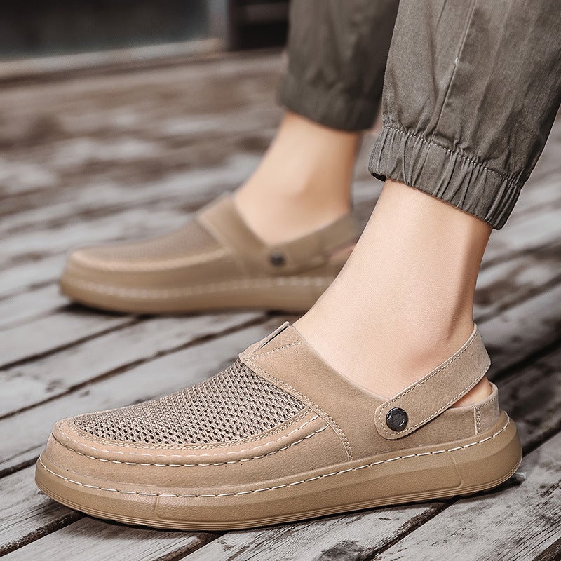 2026 New Summer Men'S Shoes, Breathable Mesh Beach Shoes, Trendy Sandals And Slippers, Two-Wear Driving Casual Sandals For Men - Image 3