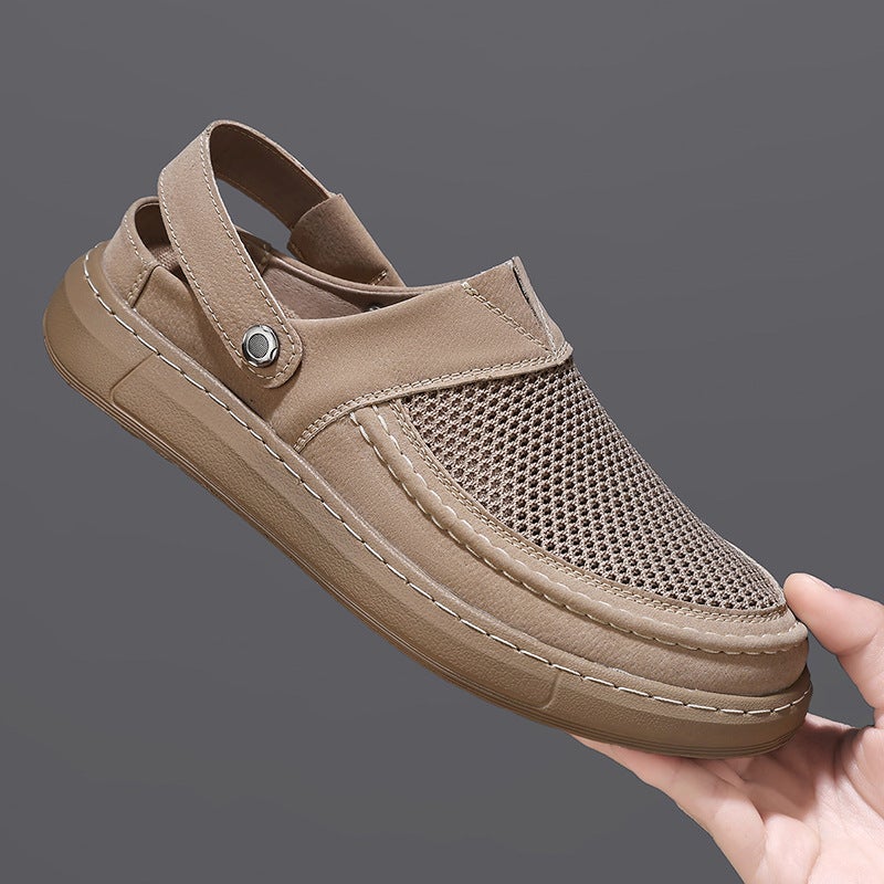 2026 New Summer Men'S Shoes, Breathable Mesh Beach Shoes, Trendy Sandals And Slippers, Two-Wear Driving Casual Sandals For Men - Image 2