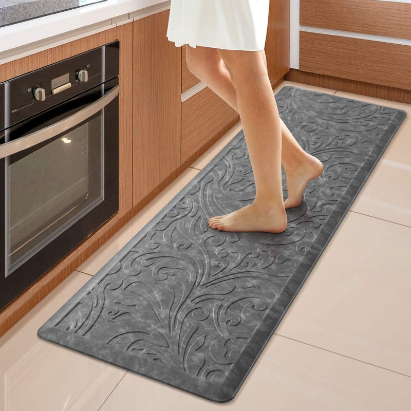 KMAT Kitchen Mat Cushioned AntiFatigue Floor Mat Waterproof NonSlip Standing Ergonomic Comfort for HomeOfficeSinkLaundryDesk 173 W x 60LGrey