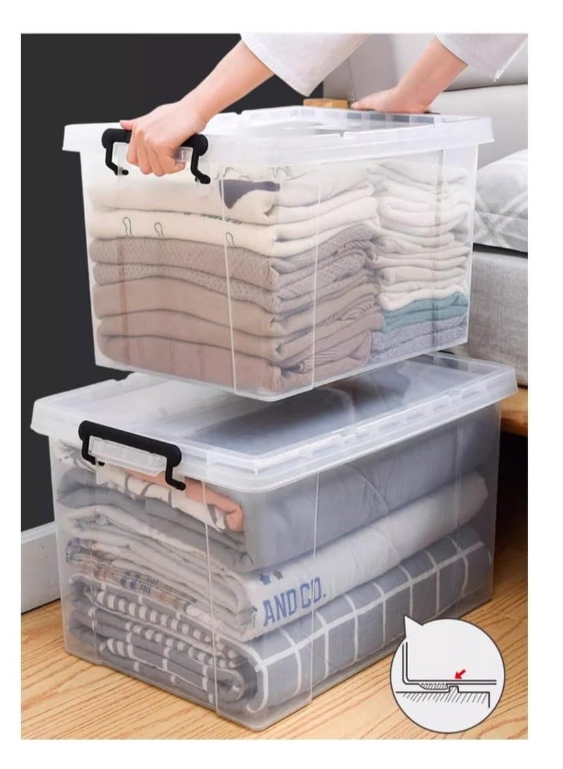 2PCS Plastic Storage Boxes, Transparent Lidded Storage Bins with Wheels, Clear Storage Box with Lid for Closet, Portable Storage Organizer for Storing Toys,Clothes,Shoes,Books,Bed Sheets (70#/100#)  - Image 3