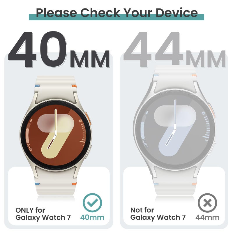 Tensea Multipack for Samsung Galaxy Watch 7 Screen Protector Case 40mm Accessories, Hard PC Bumper/HD Anti-Fog Tempered Glass Protective Film, Face Cover Set, Galaxy Watch 7 Case for Women Men - Image 2