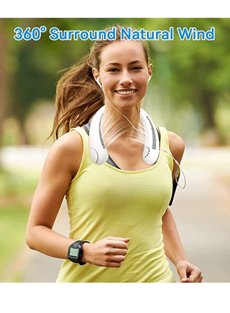 USB Rechargeable Battery Operated Cooling Hanging Portable Neck Fan Personal Bladeless Hands Free Quiet For Women Or Men Office Bedroom Sports - Image 2