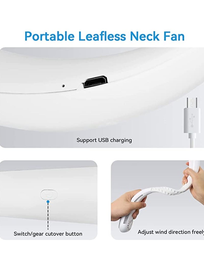 USB Rechargeable Battery Operated Cooling Hanging Portable Neck Fan Personal Bladeless Hands Free Quiet For Women Or Men Office Bedroom Sports - Image 5