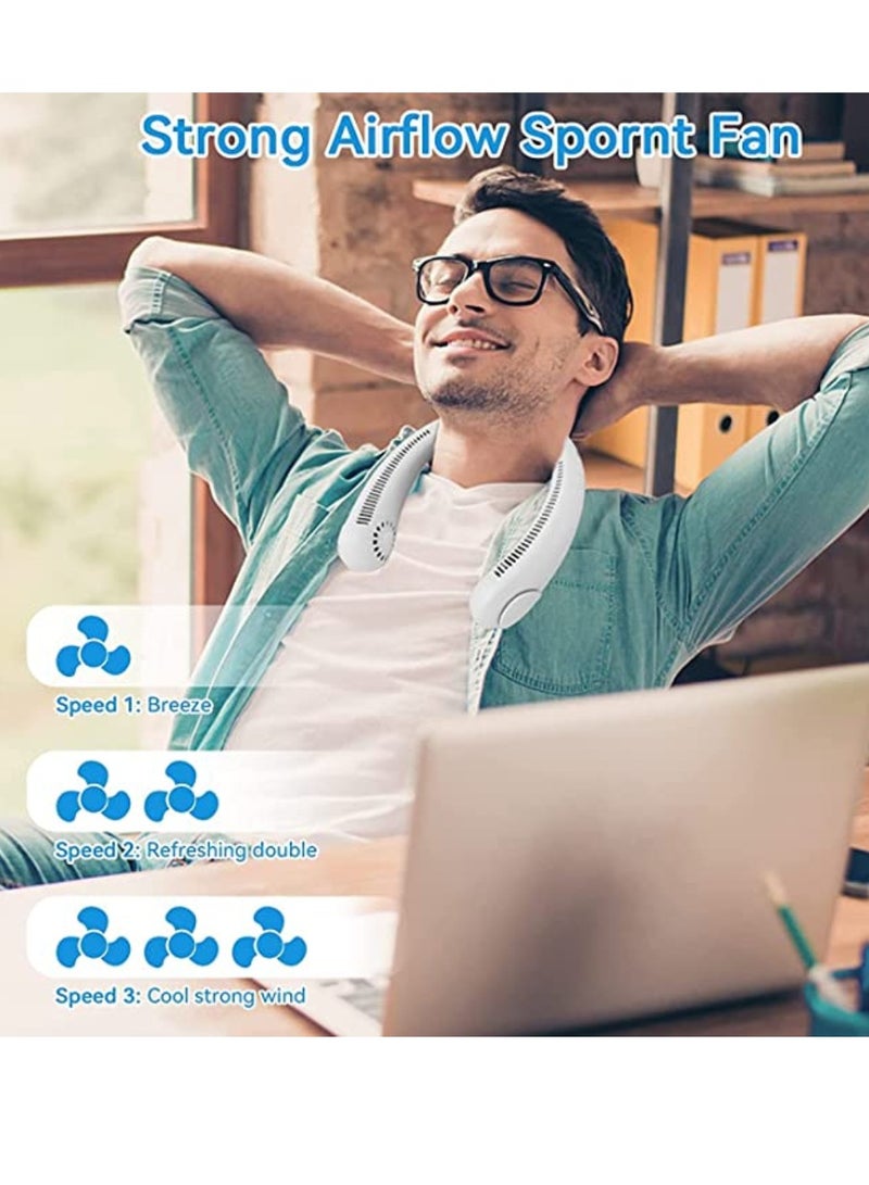 USB Rechargeable Battery Operated Cooling Hanging Portable Neck Fan Personal Bladeless Hands Free Quiet For Women Or Men Office Bedroom Sports - Image 3