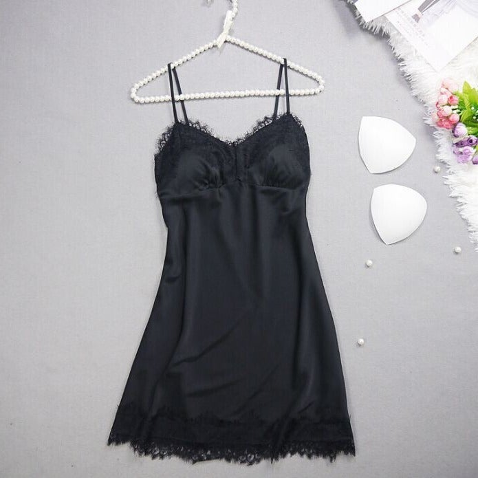 Elegant Lace Cami Nightdress - Adjustable Straps Comfortable Spandex Sleepwear for Women - Image 1