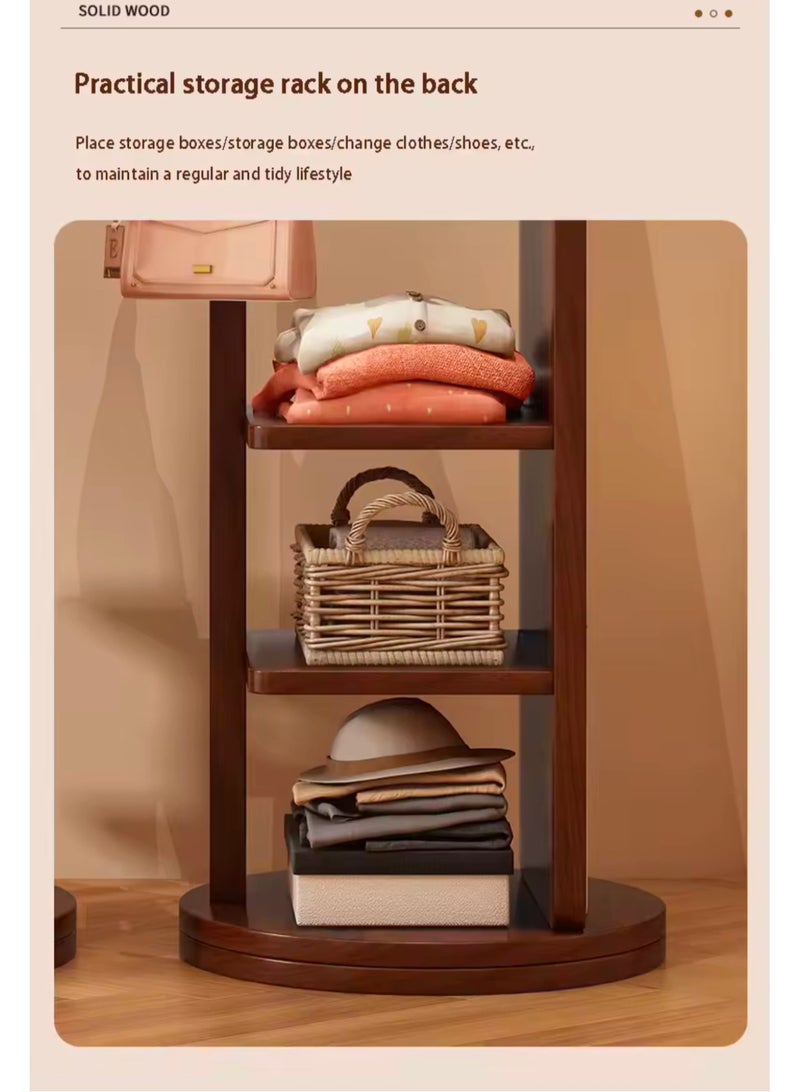 GT-Wheel Floor Mirror With Coat Rack Luxury Modern 360° Rotating Wood Full Body Length Mirror for Living Room and Bedroom  - Image 5