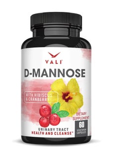 VALI D Mannose 1000 mg Urinary Tract Health Formula - Triple Strength Organic Cranberry Fruit Concentrate & Hibiscus. Healthy Bladder Function, Natural Yeast Cleanse & UTI Support Pills, 60 Veggie Capsules  - Image 1