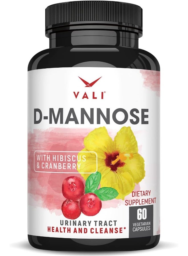 VALI D Mannose 1000 mg Urinary Tract Health Formula - Triple Strength Organic Cranberry Fruit Concentrate & Hibiscus  - Image 1