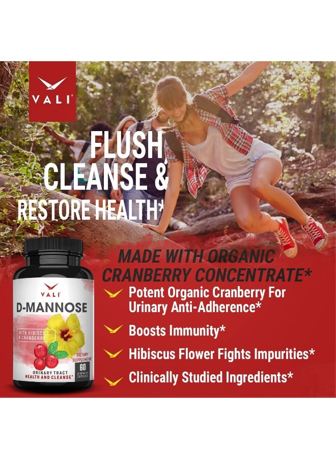 VALI D Mannose 1000 mg Urinary Tract Health Formula - Triple Strength Organic Cranberry Fruit Concentrate & Hibiscus  - Image 5