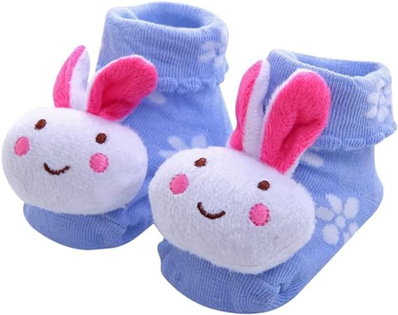 CUTEABLY Baby Girls Regular Cotton Newborn Socks, Infant Cartoon Christmas Print, Anti-Slip, 0-6 Months, Assorted - Image 4
