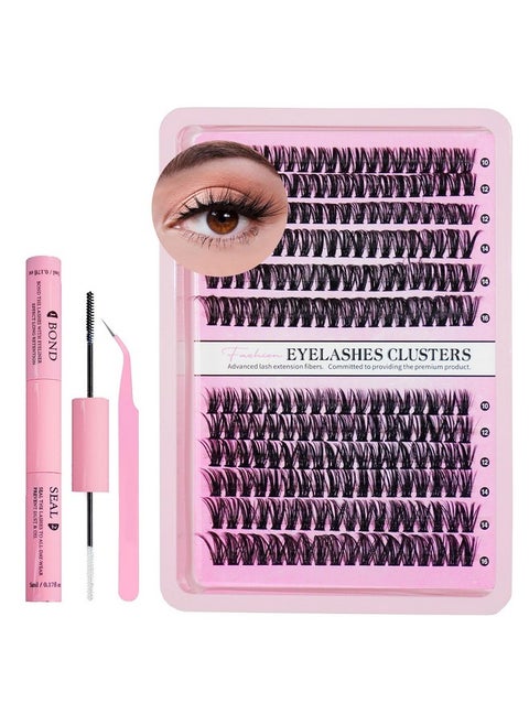Azenlo Lash Extensions Cluster DIY Lashes 240pcs 40D 60D 8-16mm Eyelash Clusters Individual Lashes Lash Kit Think Band Lash Kit.