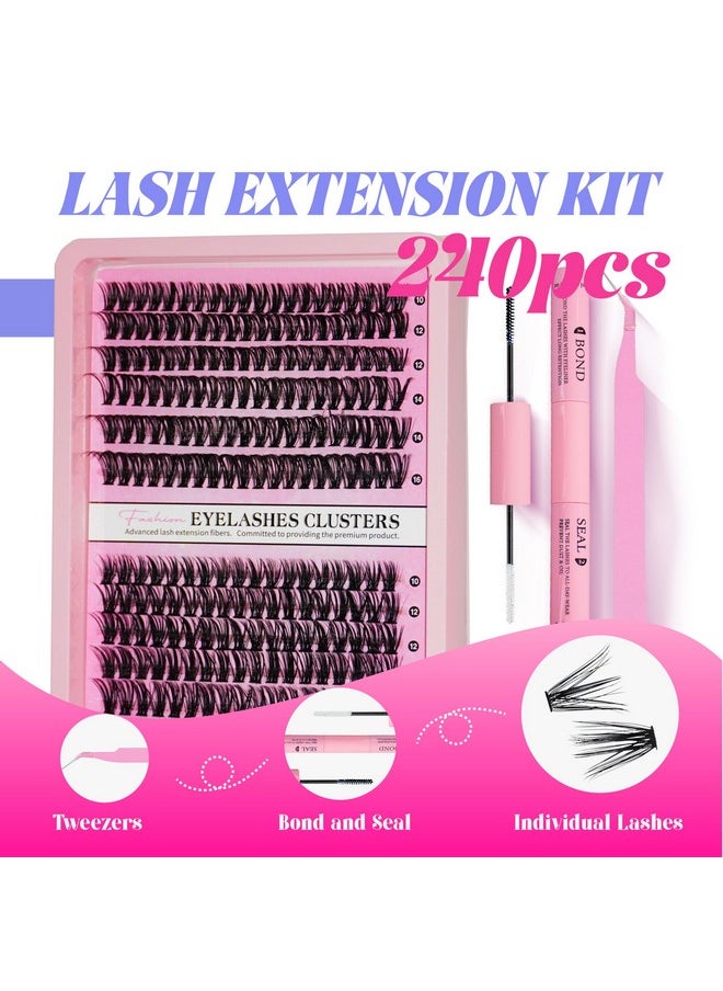 Azenlo - Azenlo Lash Extensions Cluster DIY Lashes 240pcs 40D 60D 8-16mm Eyelash Clusters Individual Lashes Lash Kit Think Band Lash Kit. - Image 1
