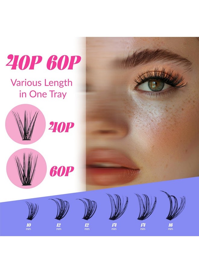 Azenlo - Azenlo Lash Extensions Cluster DIY Lashes 240pcs 40D 60D 8-16mm Eyelash Clusters Individual Lashes Lash Kit Think Band Lash Kit. - Image 1