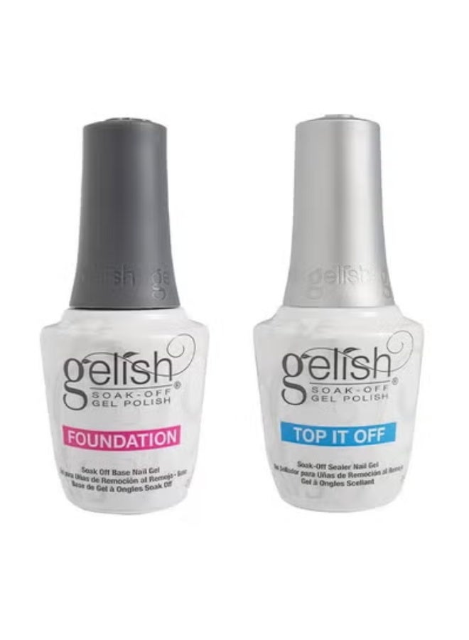 Gelish No Wipe Top Coat Base Coat Soak Off UV LED Drying Long Lasting Shiny Nail Varnish Set - Image 2