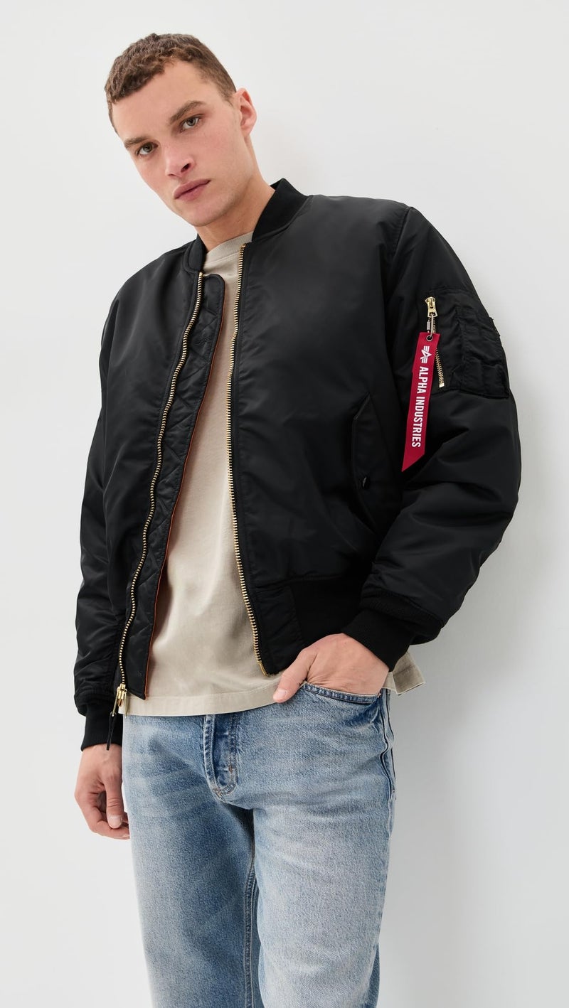 Alpha Industries Men's Ma-1 Flight Jacket,Black,Large - Image 2