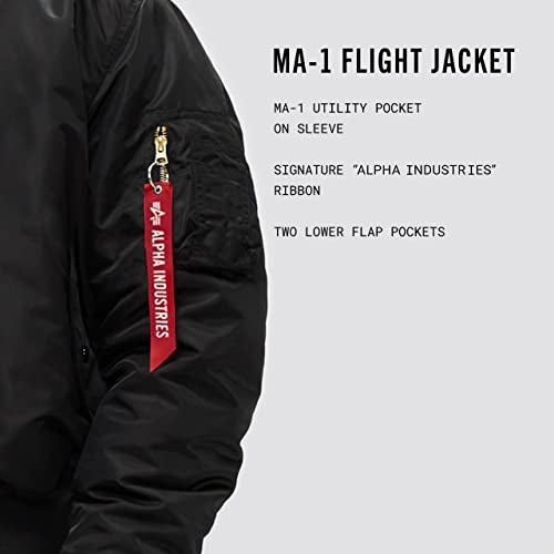 Alpha Industries Men's Ma-1 Flight Jacket,Black,Large - Image 5