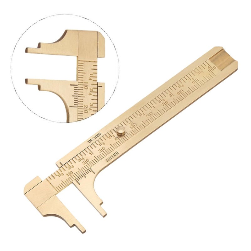 Mini Brass Pocket Calipers Dual Scale Precision Sliding Gauge Jewelry Beads Rings Measurement Tool - Image 4