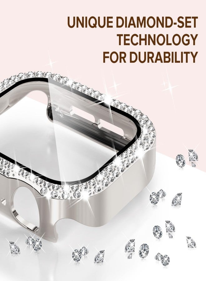 KADES Crown Bling Compatible Apple Watch Band Series 11 10 for Women 46mm, Stainless Steel Crown Strap with Bling Case & Screen Protector, for Apple Watch, Dressy Diamond Metal Band, Starlight - Image 3