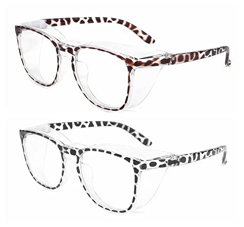 Alsenor Safety Glasses Anti Fog Goggles Protective Eyewear Blue Light Blocking Anti Dust UV Protection Glasses For Men Women (2 Pack(new-leopard+black-leopard)) - Image 2