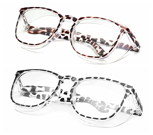 Alsenor Safety Glasses Anti Fog Goggles Protective Eyewear Blue Light Blocking Anti Dust UV Protection Glasses For Men Women (2 Pack(new-leopard+black-leopard)) - Image 1