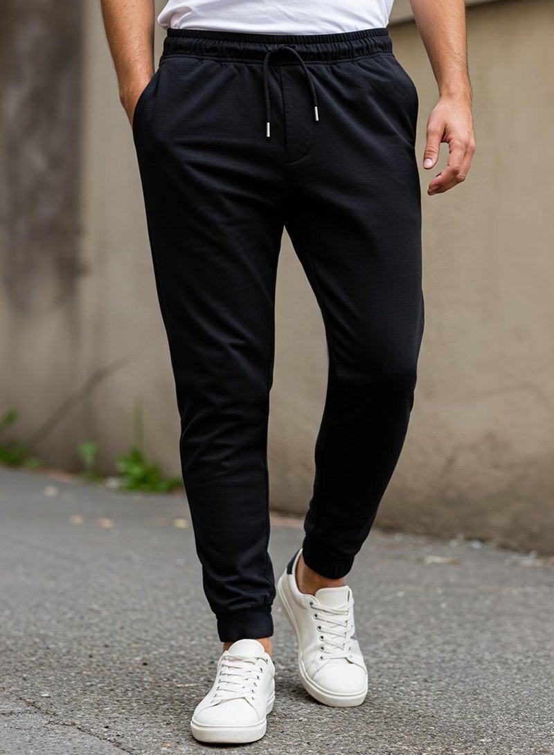 trendyol Black Basic Regular Fit Rubber Leg Jogger Sweatpants - Image 1