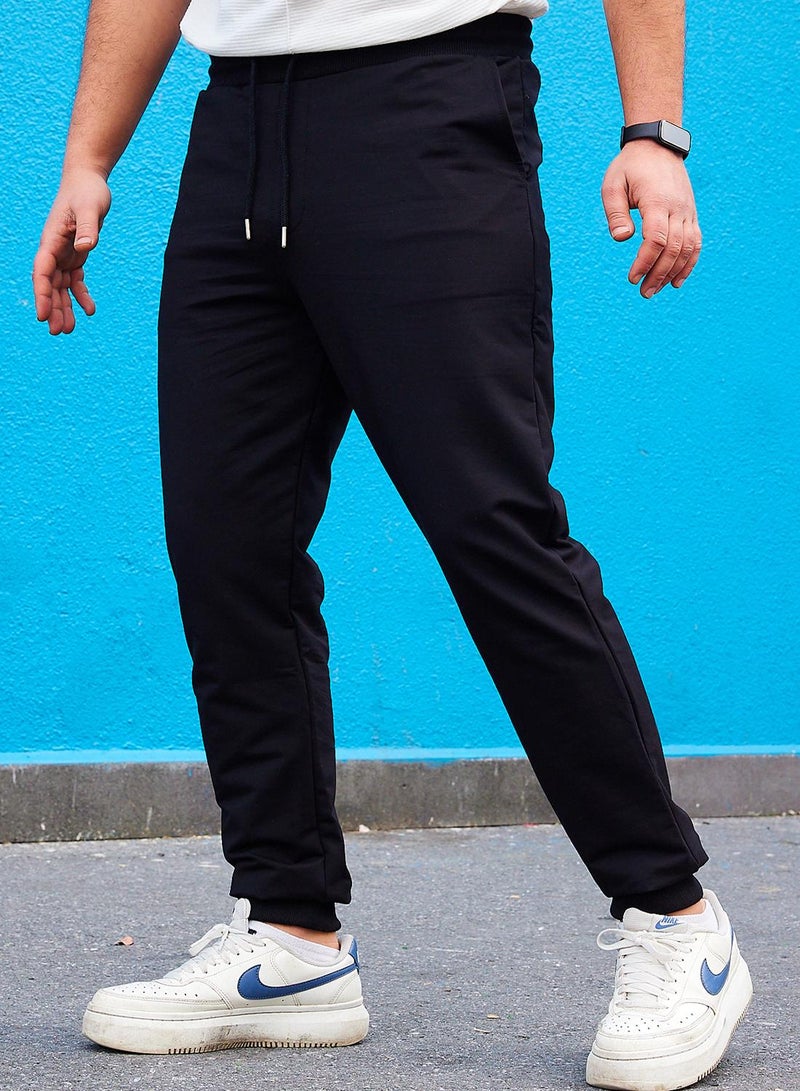 trendyol Black Basic Regular Fit Rubber Leg Jogger Sweatpants - Image 5
