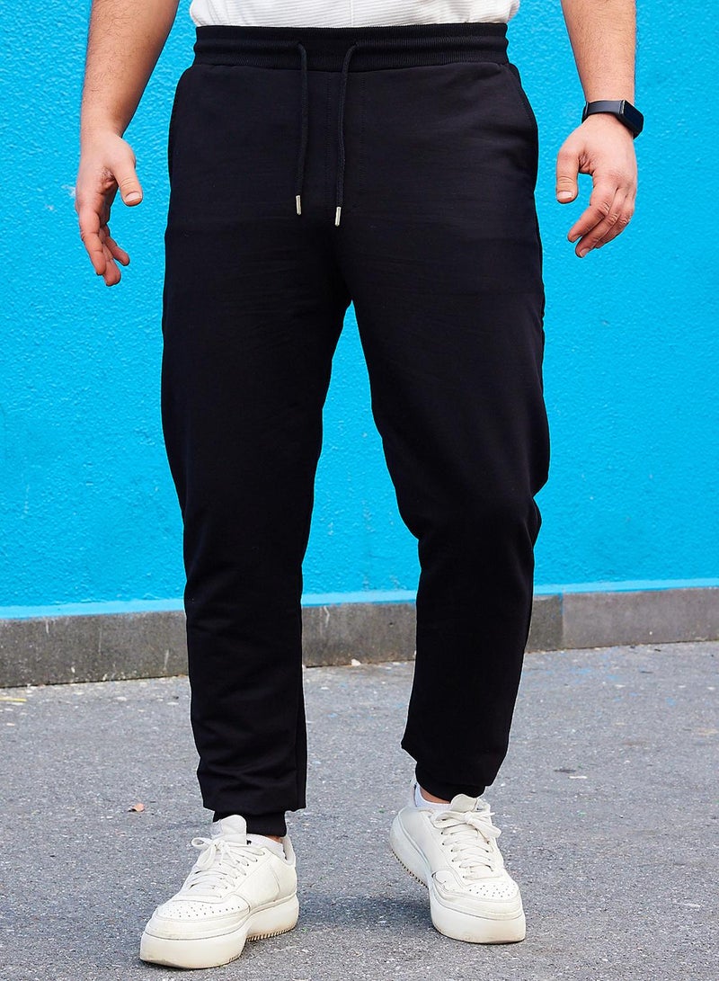 trendyol Black Basic Regular Fit Rubber Leg Jogger Sweatpants - Image 2