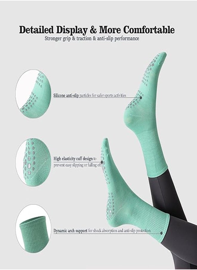 RATSAW 5pcs Women's Anti Slip Yoga Socks  Ideal for Yoga Pilates Dance Fitness  Mid Calf Candy Colored Cotton Socks  - Image 2