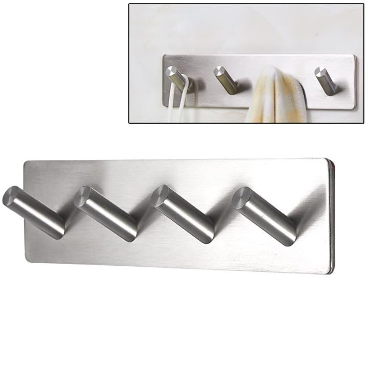 DLEST Adhesive Hooks Heavy Duty Stick on Wall Hooks Towel Hooks Door Hooks Waterproof Stainless Steel Adhesive Towel Hooks Adhesive Holders for Hanging Clothes Bathroom Adhesive Hook - Image 1