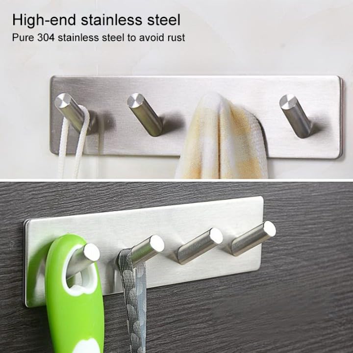 DLEST Adhesive Hooks Heavy Duty Stick on Wall Hooks Towel Hooks Door Hooks Waterproof Stainless Steel Adhesive Towel Hooks Adhesive Holders for Hanging Clothes Bathroom Adhesive Hook - Image 3