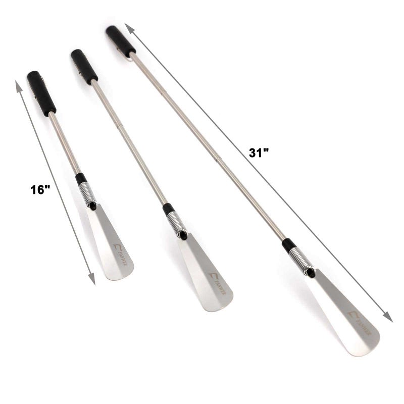 Fanwer Premium Long Handled Shoe Lifter 16" to 31" Adjustable Expander Shoe Horn - Extends & Collapses Stainless Steel Telescopic Spring Shoehorn - Image 5