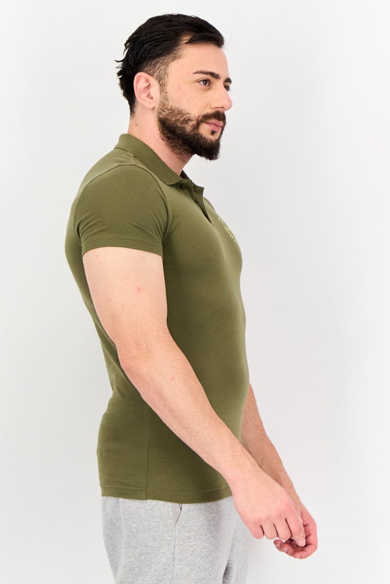 PUMA تي شيرت بولو قصير الأكمام للرجال، رياضي، خارجي، زيتوني - Image 2