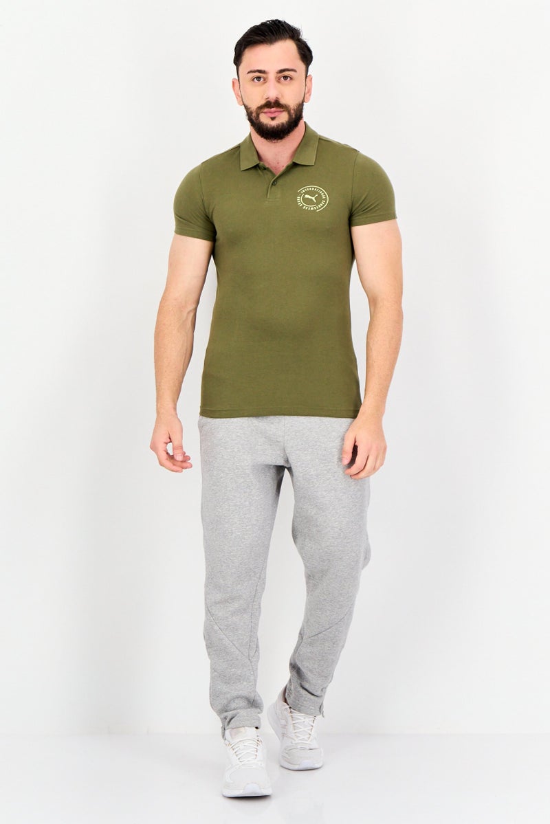 PUMA تي شيرت بولو قصير الأكمام للرجال، رياضي، خارجي، زيتوني - Image 3