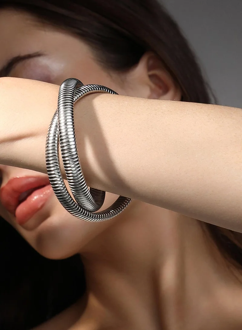 سوهي Women's The Ribbed-Intertwine Bangle Bracelet