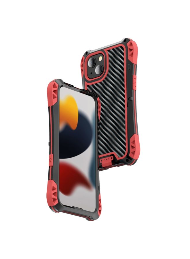 Case Cover For iPhone 13 Pro R-JUST AMIRA Shockproof Dustproof Waterproof Metal Protective Case Red
